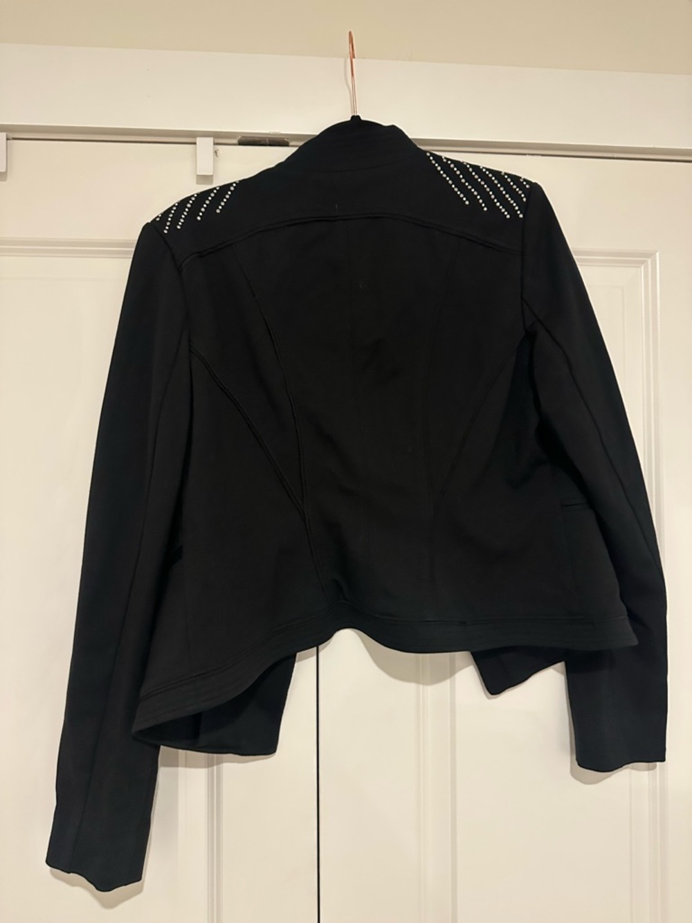 White House Black Market Black Open-Front Blazer with Stud Detailing - Picture 7 of 7